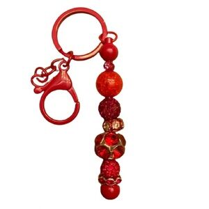 Handmade keychain red‎ gemstone charm